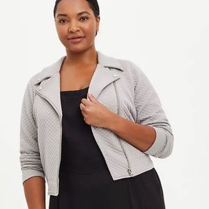 TORRID Pebble Grey Quilted Knit Moto Jacket Coat Plus Size Rocker Chic NWT